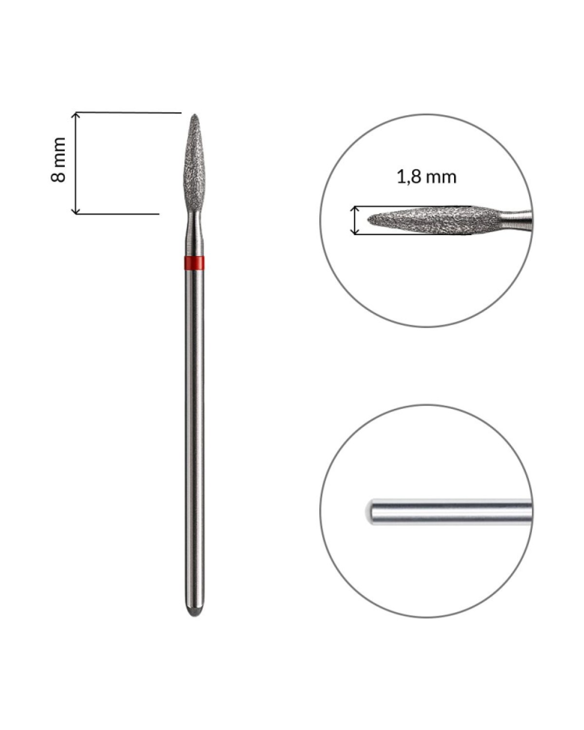 Fresa llama roja1,8 mm - producto profesional de uñas en Canarias
