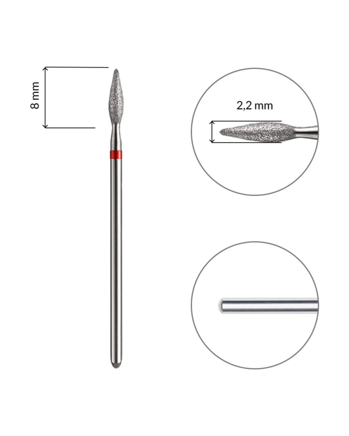 Fresa llama roja 8mm - 2 mm - producto profesional de uñas en Canarias