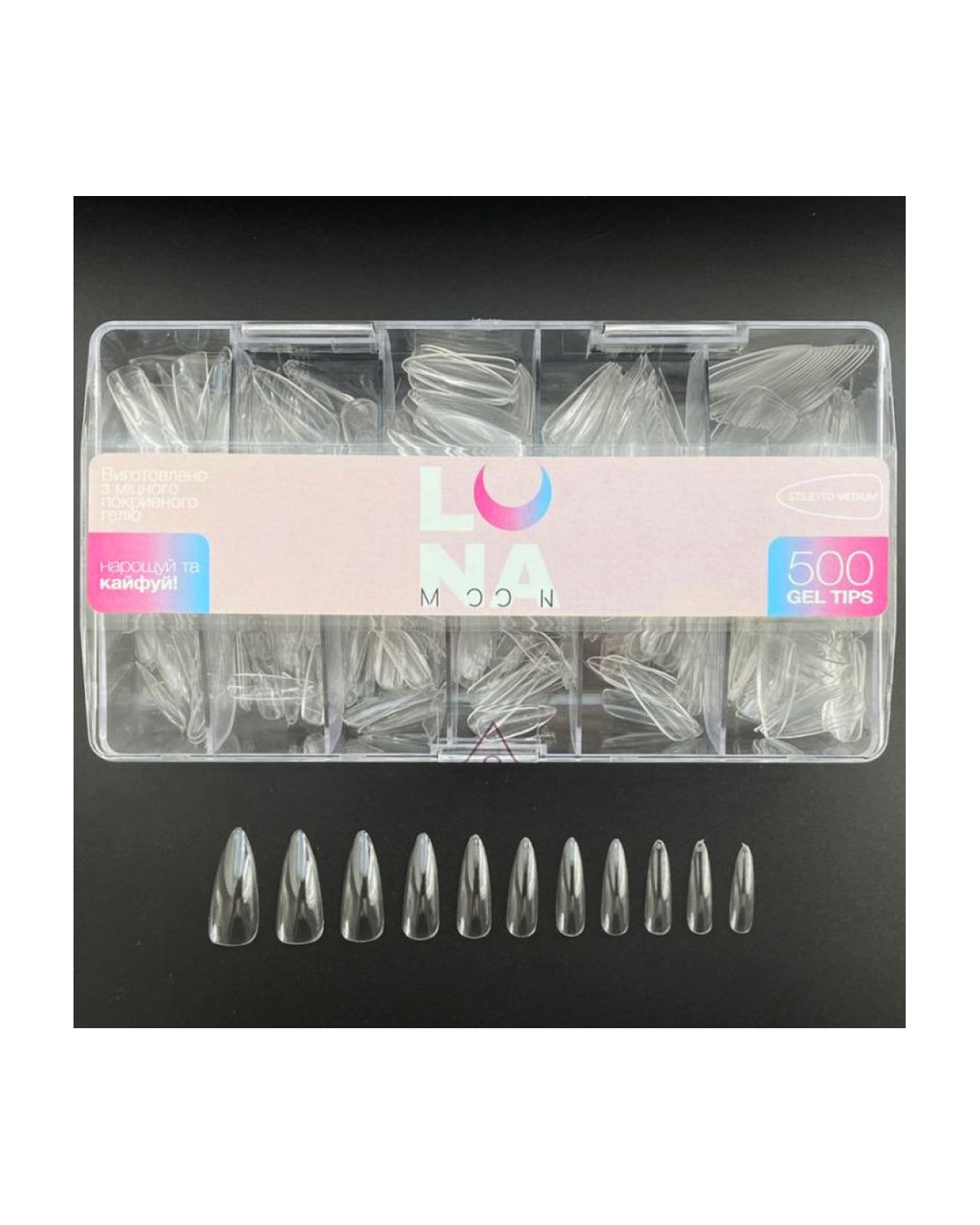 Imagen adicional de Gel Tips Stiletto Medium 500 pcs